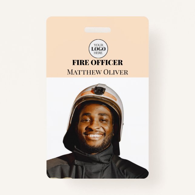 Firefighter-ID-Foto Einfaches Beige-Logo-Abzeichen Ausweis (Vorderseite)