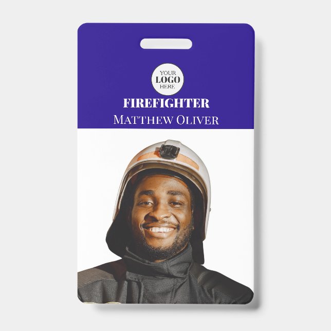 Firefighter-ID-Foto Einfaches Blue-Logo-Abzeichen Ausweis (Vorderseite)
