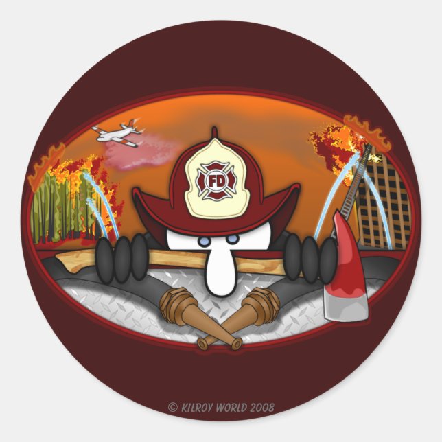 Firefighter Kilroy Sticker (Vorderseite)