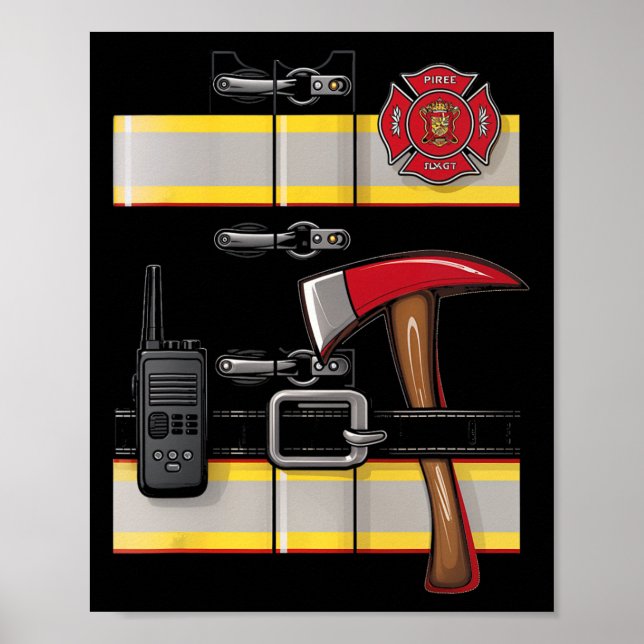 Firefighter-Kostüm Fireman Uniform Ax Radio Hall Poster (Vorne)
