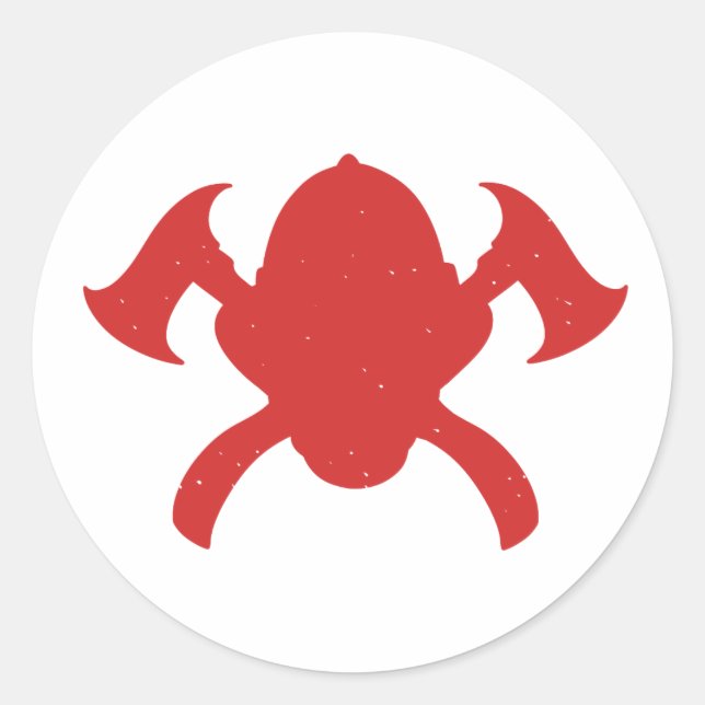 firefighter logo Red Silhouette Runder Aufkleber (Vorderseite)