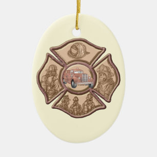 Firefighter Maltese Cross custom name ornament 