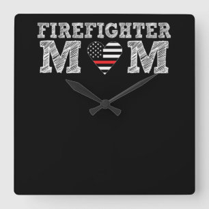 Firefighter-Mama Thin Red Line.Png Quadratische Wanduhr