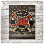 Firefighter NAME Fireman Fire Department USA Flag Puzzle<br><div class="desc">Firefighter NAME Fireman Fire Department USA Flag Design - Emblem mit Red Helmet und Ax. Passen Sie Ihre Name,  Station/Dept-Nummer und Position an.</div>