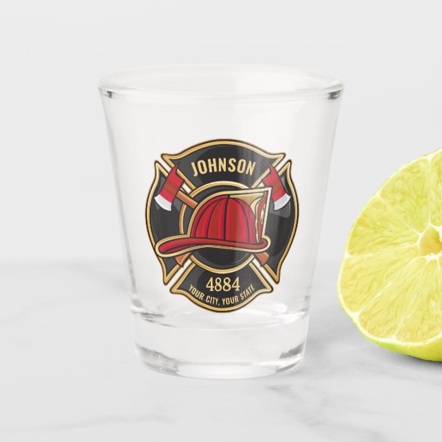 Firefighter NAME Fireman Rescue Fire Department Schnapsglas (Vorderseite)