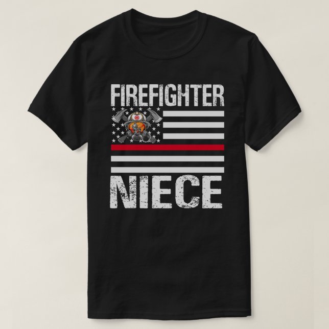 Firefighter NIECE unterstützen die dünne rote Lini T-Shirt (Design vorne)