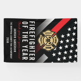Firefighter of the Year Employee Logo Red Line Banner
