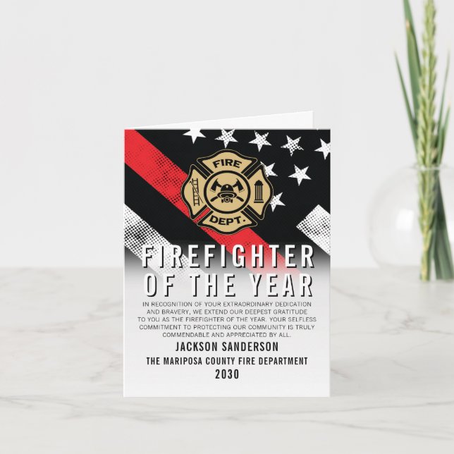 Firefighter of the Year Employee Recognition Logo Karte (Vorderseite)