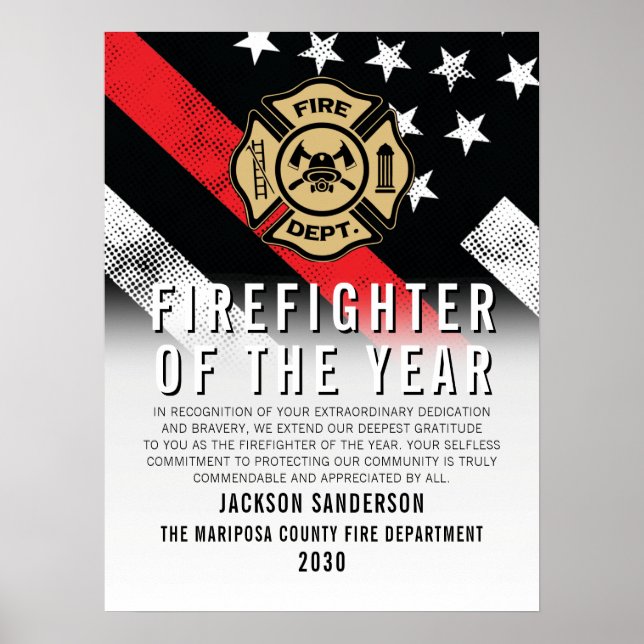 Firefighter of the Year Employee Recognition Logo Poster (Vorne)