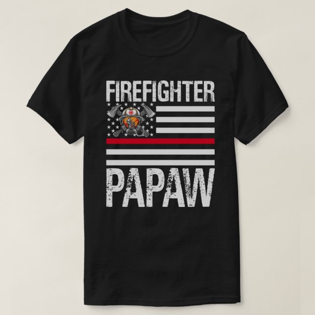 Firefighter PAPAW unterstützen die dünne rote Lini T-Shirt (Design vorne)