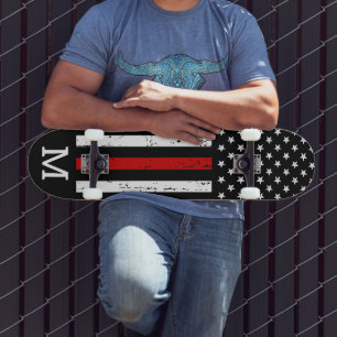Firefighter Personalisiert Monogram Thin Red Line Skateboard