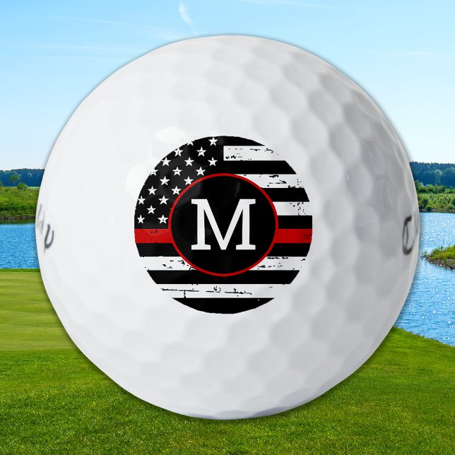 Firefighter Personalisiert Thin Red Line Monogram Golfball (Von Creator hochgeladen)