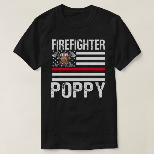 Firefighter POPPY unterstützen die dünne rote Lini T-Shirt (Design vorne)