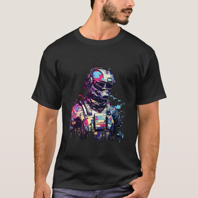 Firefighter Portrait Brave Fireman Abstrakt T-Shirt (Vorderseite)