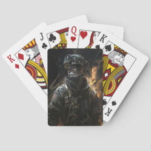 Firefighter Portrait Fantasy Malerei Wilden Geist Spielkarten