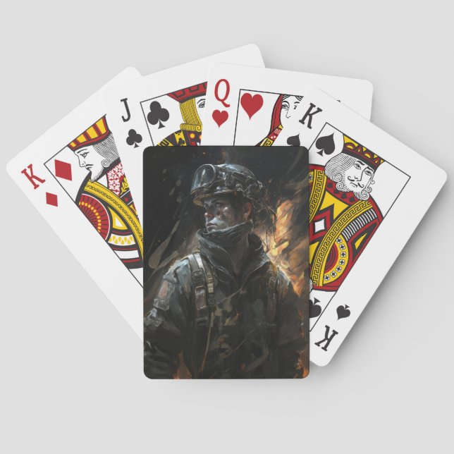 Firefighter Portrait Fantasy Malerei Wilden Geist Spielkarten (Rückseite)