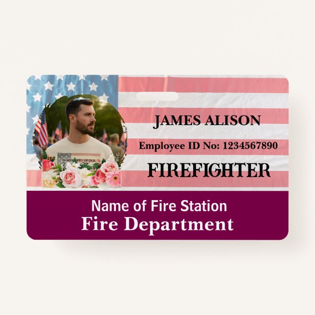 Firefighter Qr Code   Photo Name ID Card  Ausweis (Vorderseite)