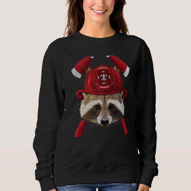 Firefighter Raccoon Fireman Kids Fire Rescue Trash Sweatshirt (Vorderseite)
