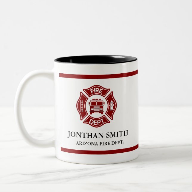Firefighter Red Maltese Cross Fire Department Zweifarbige Tasse (Links)