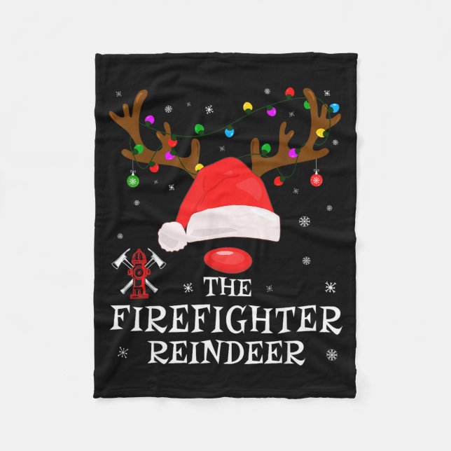 Firefighter Reindeer Family Matching Christmas Pjs Fleecedecke (Vorderseite)