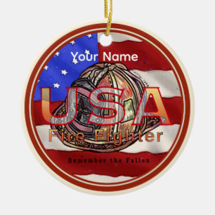 Firefighter remember the fallen custom name  keramik ornament