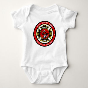 Firefighter Rescue ADD NAME Fire Department Abzeic Baby Strampler