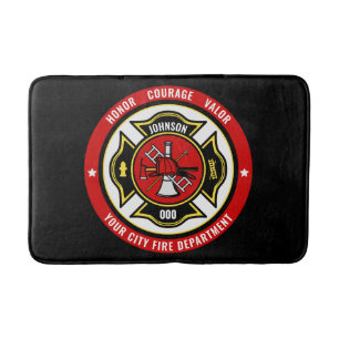 Firefighter Rescue ADD NAME Fire Department Abzeic Badematte