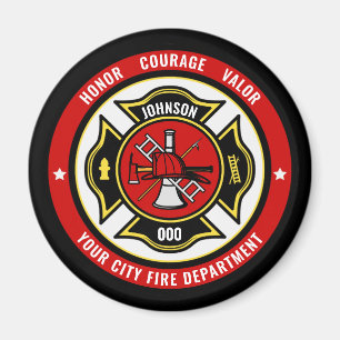 Firefighter Rescue ADD NAME Fire Department Abzeic Magnet