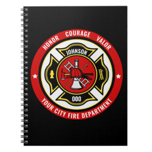 Firefighter Rescue ADD NAME Fire Department Abzeic Notizblock