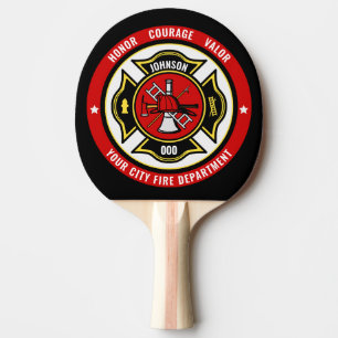 Firefighter Rescue ADD NAME Fire Department Abzeic Tischtennis Schläger