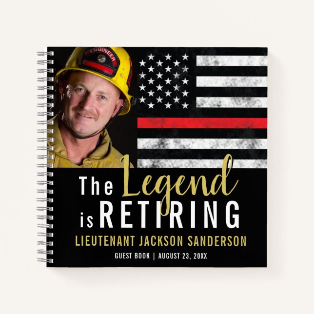 Firefighter Retirement Red Line Fireman Gästebuch Notizbuch (Vorderseite)