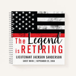 Firefighter Retirement Red Line Fireman Gästebuch Notizbuch