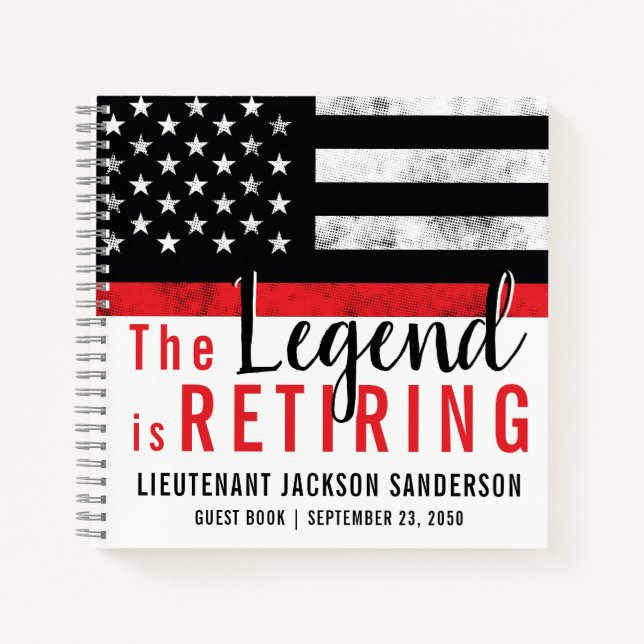 Firefighter Retirement Red Line Fireman Gästebuch Notizbuch (Vorderseite)