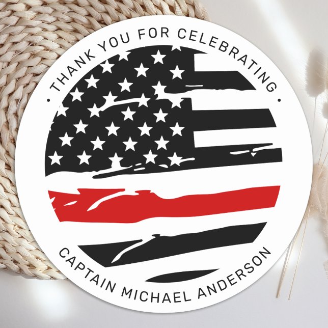 Firefighter Retirement Thin Red Line Runder Aufkleber (Von Creator hochgeladen)