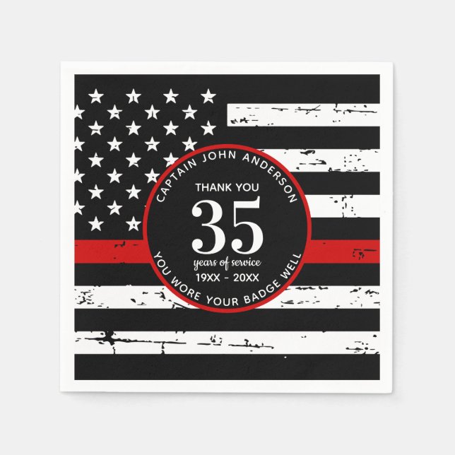 Firefighter-Ruhestand Party Custom Thin Red Line Serviette (Vorderseite)