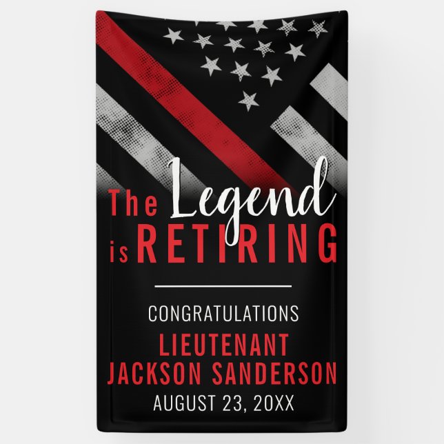 Firefighter Ruhestand Party Red Line Flag Feuerweh Banner (Vertikal)