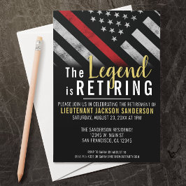 Firefighter Ruhestand Party Red Line Flag Feuerweh Einladung