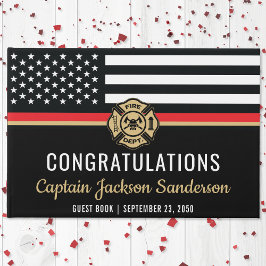 Firefighter Ruhestand Party Red Line Flag Feuerweh Gästebuch