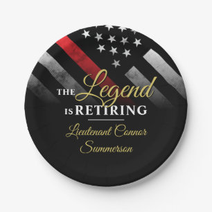 Firefighter Ruhestand Party Red Line Flag Feuerweh Pappteller