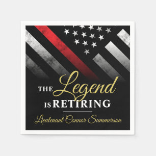 Firefighter Ruhestand Party Red Line Flag Feuerweh Serviette