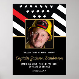Firefighter-Ruhestand Party Red Line Flaggen-Foto Poster