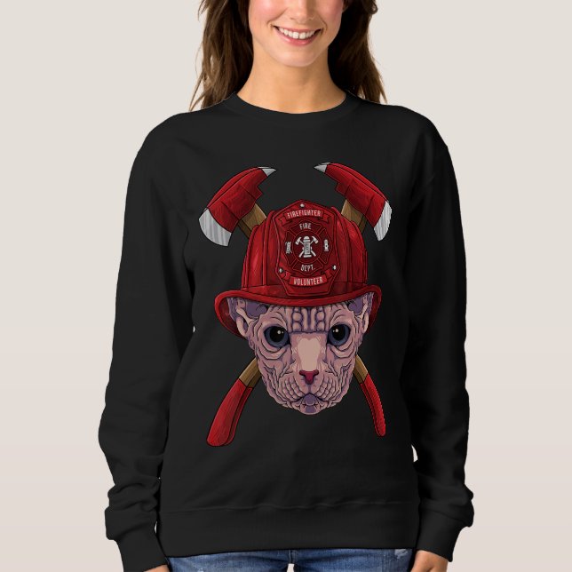 Firefighter Sphynx Fireman Boys Kids Fire Rescue C Sweatshirt (Vorderseite)