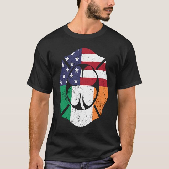 Firefighter St Patricks Day Irish American Flag Sh T-Shirt (Vorderseite)