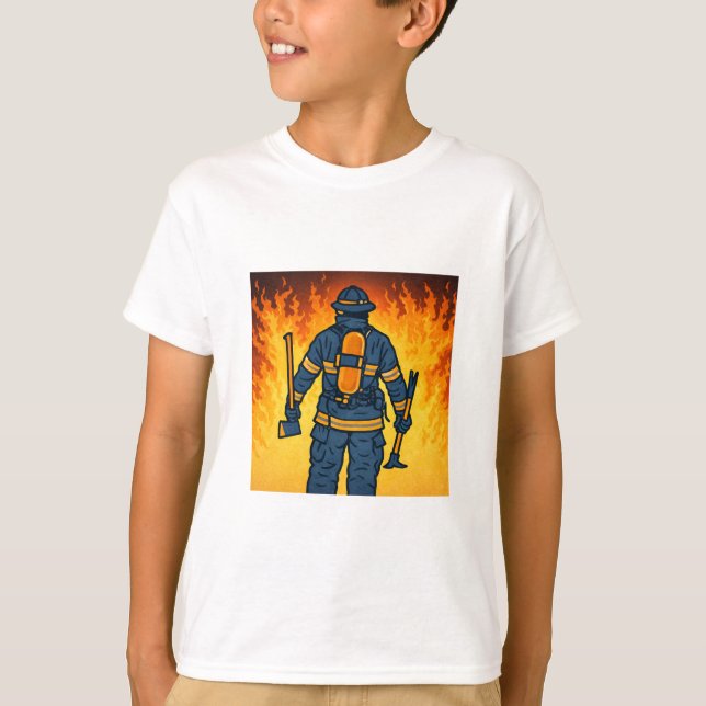 Firefighter Standing Against the Flames T-Shirt (Vorderseite)