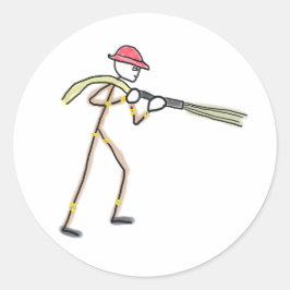 Firefighter Stickman Runder Aufkleber