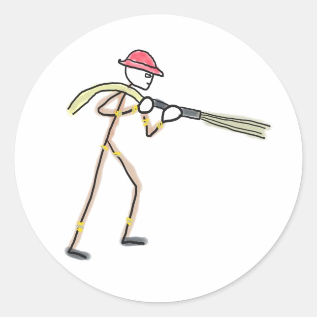 Firefighter Stickman Runder Aufkleber (Vorderseite)
