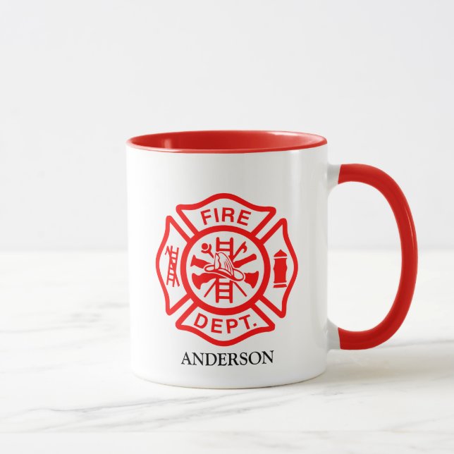 Firefighter Symbol Fireman Logo-Individuelle Name Tasse (Rechts)