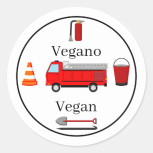 Firefighter Thema Bilingual Geburtstag Junge Vegan Runder Aufkleber