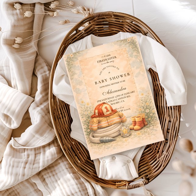 Firefighter Theme Baby Shower Einladung (Von Creator hochgeladen)