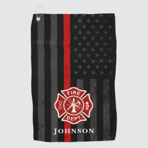 Firefighter Themed American Flag Golfhandtuch